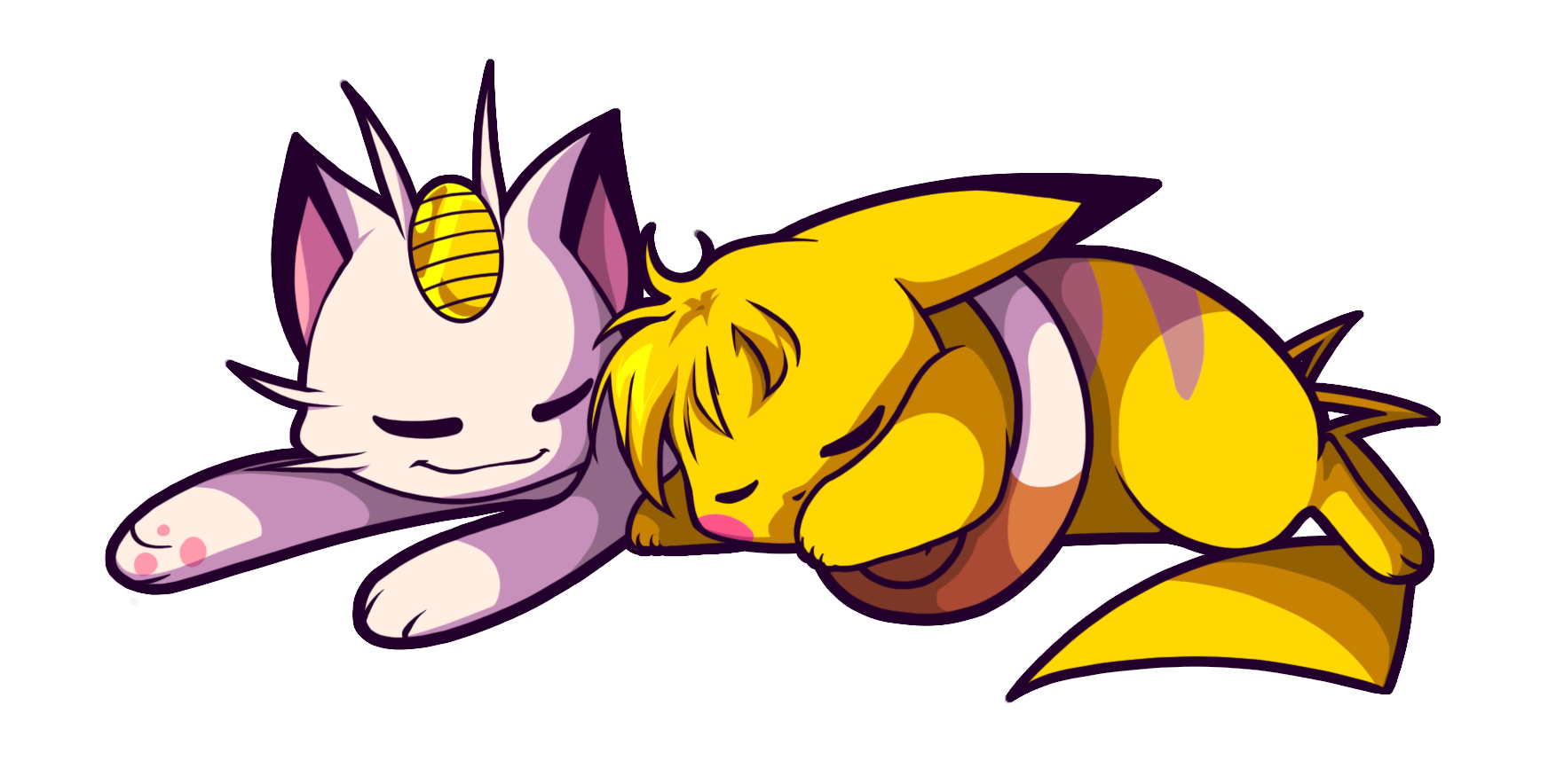 Dos as a Meowth with Ootachi as a Pikachu. Good ship.