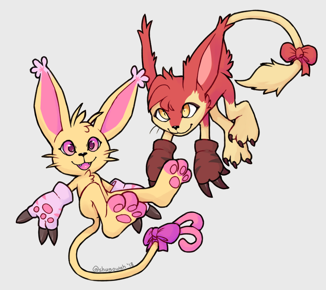 Sugar and Shugo as Gatomon!

Shugo was talking about where their Meowth might look like as a Gatomon and I got curious too.