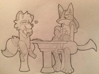 <blockquote>A couple years back I posted a journal asking about what Pokemon people would like to have in reality, and why. Dr. Dos said "I'm going with Lucario because he can sit at the dinner table with me", which I always thought was cute enough to warrant a picture...

So here it is, eating traditional raccoon food. l3</blockquote>