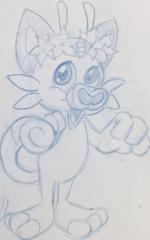 Sugar was selected to be drawn as an anthro-seahorse. Lucky~